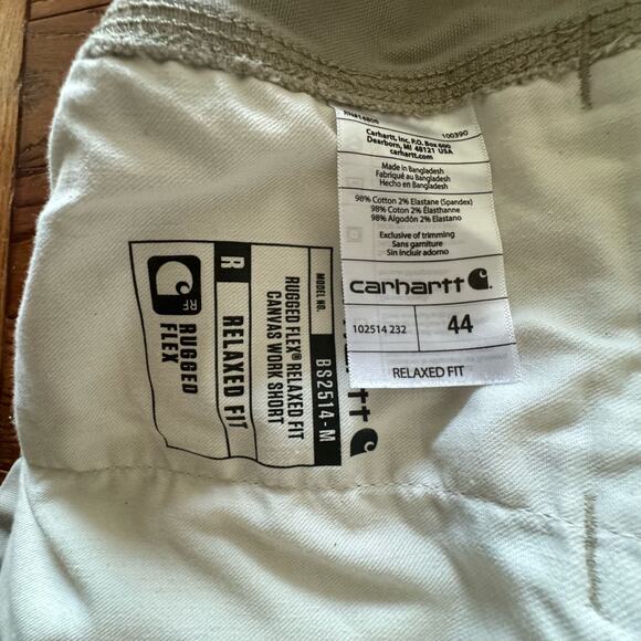 Carhartt Mens 44 Relaxed Fit Flat Front Rugged Flex Canvas Work Short Tan - Picture 8 of 12
